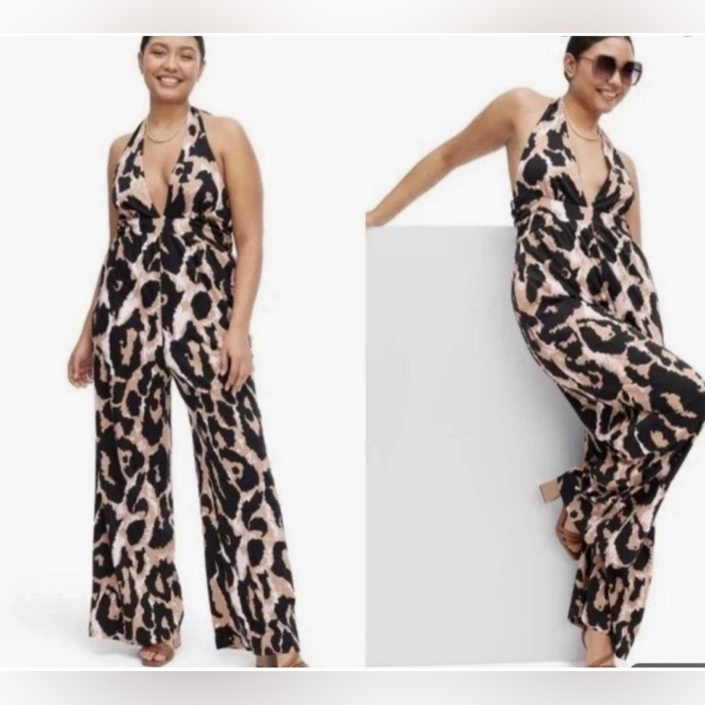 Diane von Furstenberg x Target Leopard Halter Wide Leg Jumpsuit - Size M